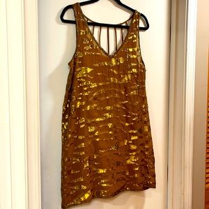 Ecote Mustard Zebra Print Dress Sz L